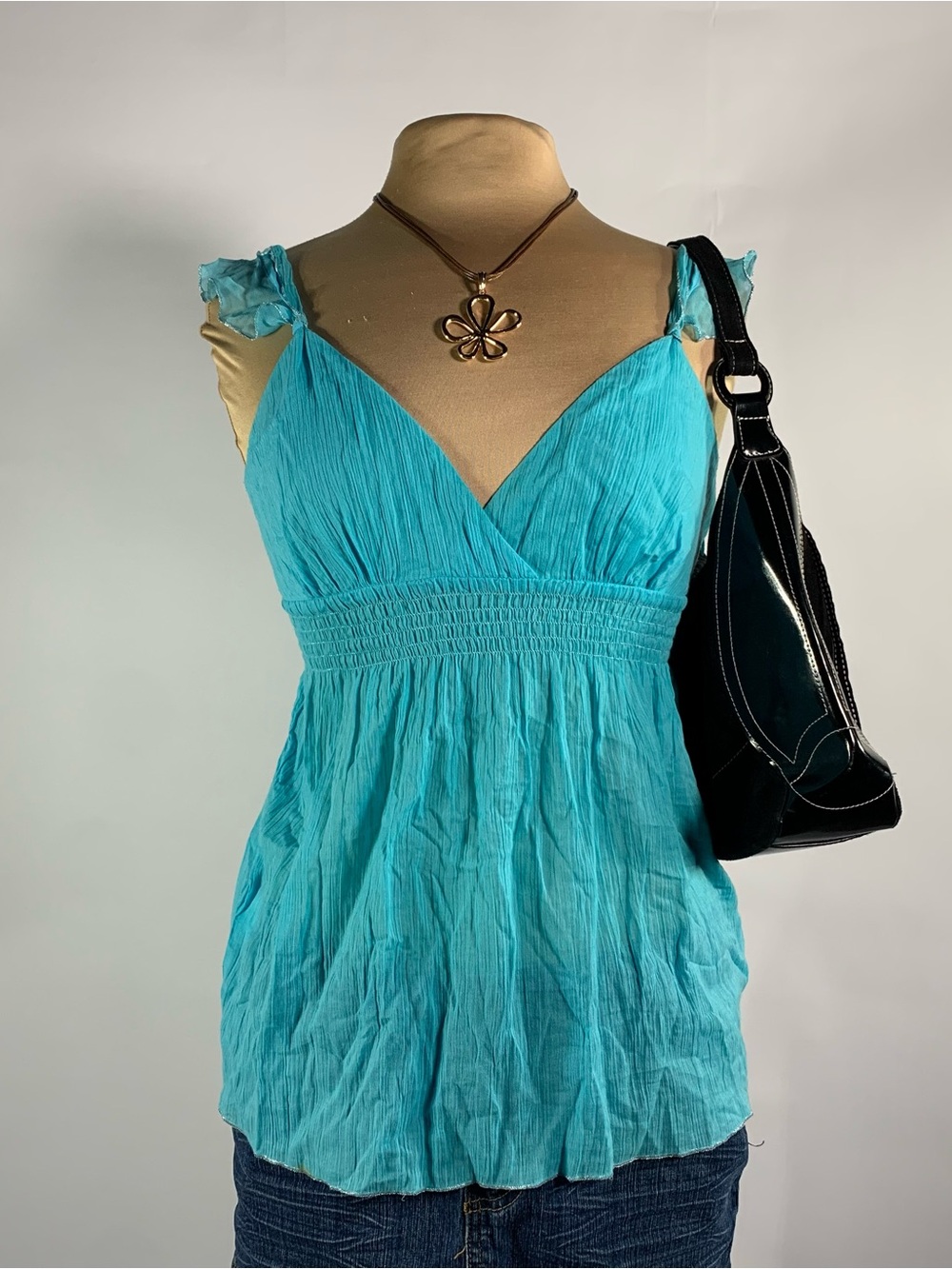 Vintage Bebe Ruffle Strap Babydoll Top M 2000s